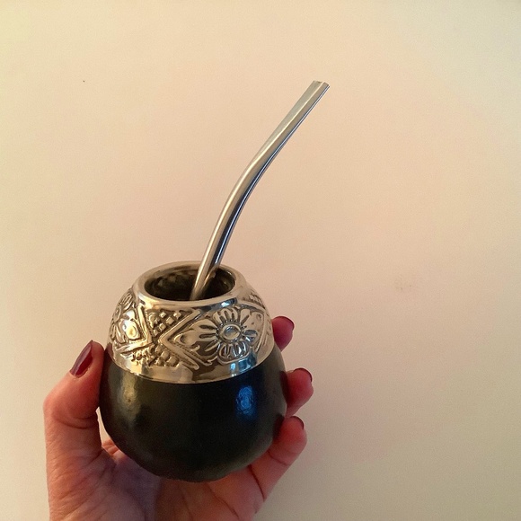 Mate Argentino Gourd Set Cup and Straw Handcrafted from Argentina NWOT - Picture 1 of 6